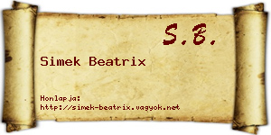 Simek Beatrix névjegykártya
